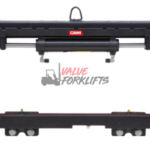 A cam forklift frame displaying the phrase "Value for Forks," emphasizing the importance of efficient load handling.