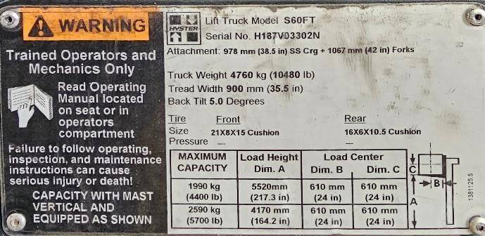 2015 Hyster S60FT-Cushion Propane - Image 6