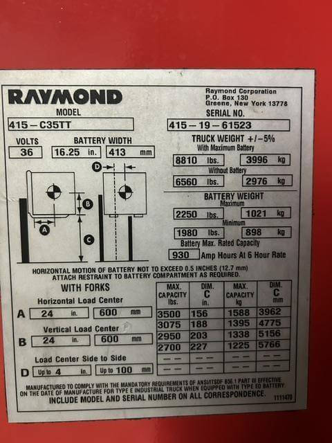 2019 Raymond 415C35TT-Narrow Aisle Stand Up - Image 7