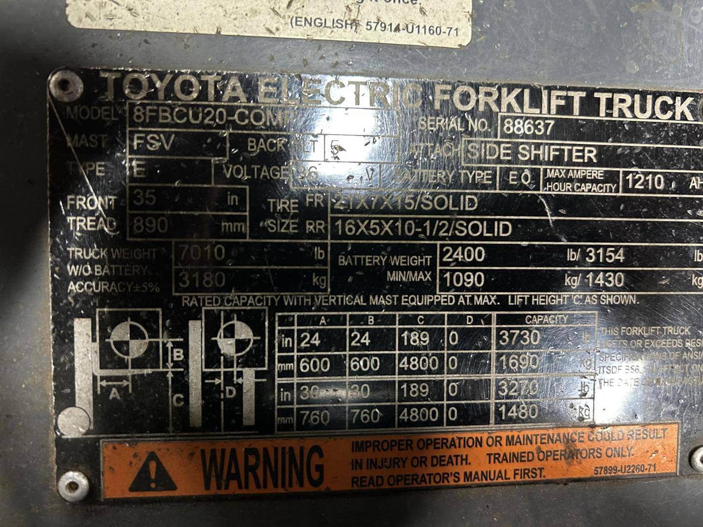 2022 Toyota 8FBCU20-4 Wheel Electric - Image 2