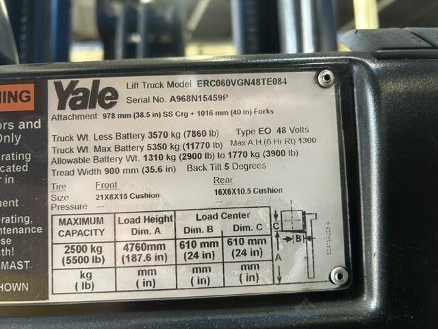 2016 Yale ERC060VG-4 Wheel Electric - Image 7