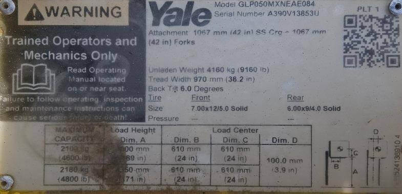 2020 Yale GLP050MX-Pneumatic Propane - Image 3