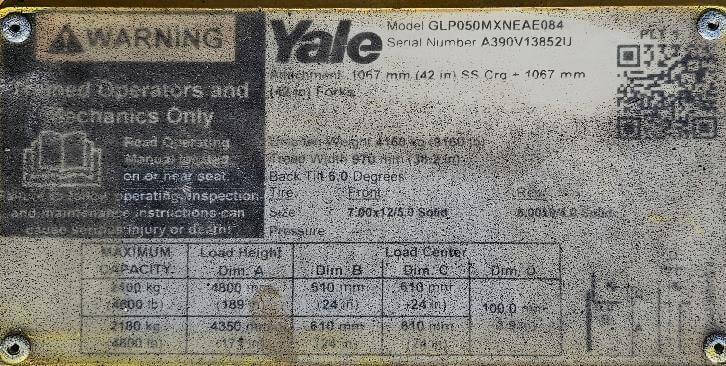 2020 Yale GLP050MX-Pneumatic Propane - Image 9