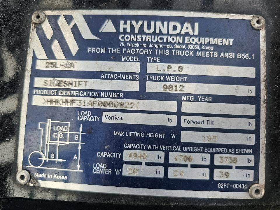 2021 Hyundai 25L-9A Pneumatic Propane - Image 7