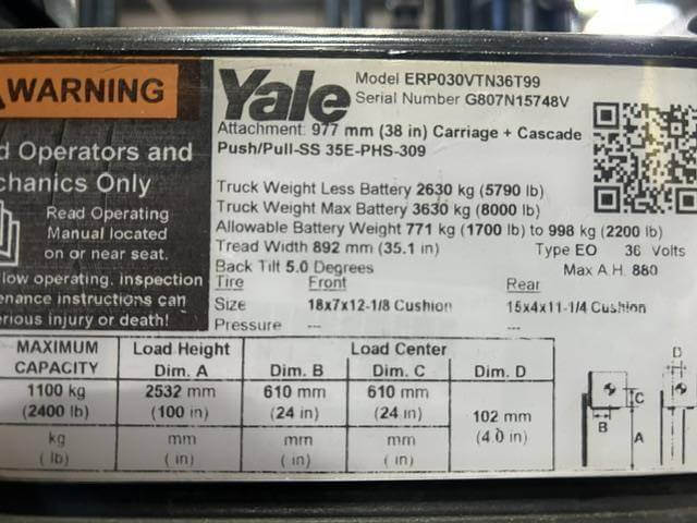 2021 Yale ERP030VT-3 Wheel Electric - Image 7
