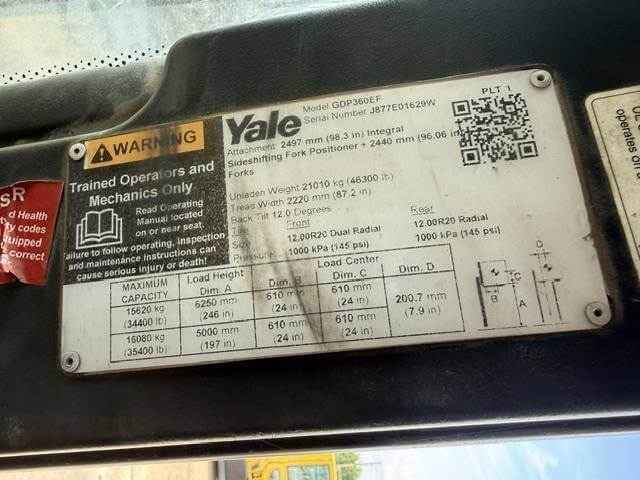 2022 Yale GDP360EF - Pneumatic Diesel - Image 7