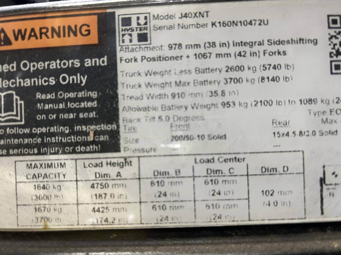 2020 Hyster J40XNT - 3 Wheel Electric Forklift - Image 2