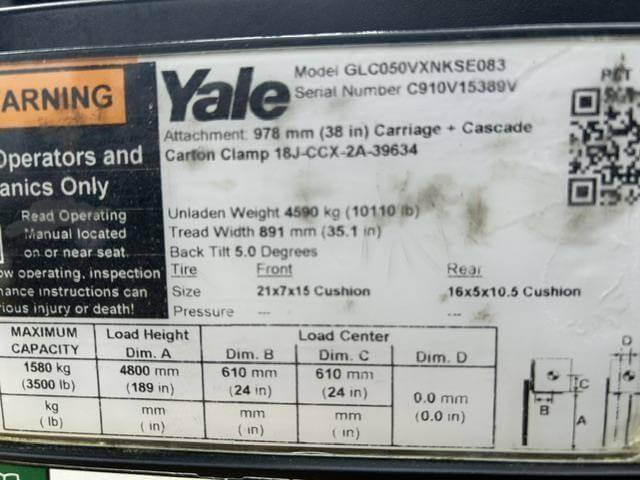 2021 Yale GLC050VXNKSE083 - Cushion Propane Forklift - Image 6