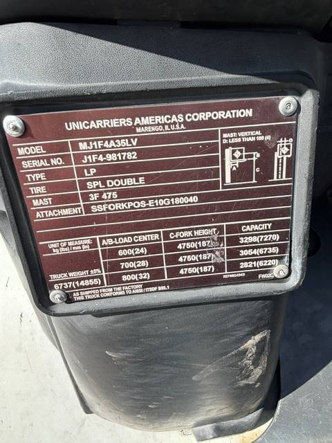 2017 Unicarriers PF80LP - Pneumatic Propane Forklift - Image 6