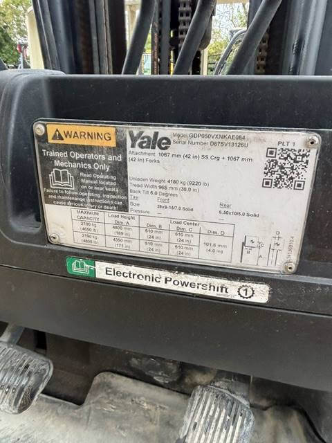 2020 Yale GDP050VX - Pneumatic Diesel Forklift - Image 6