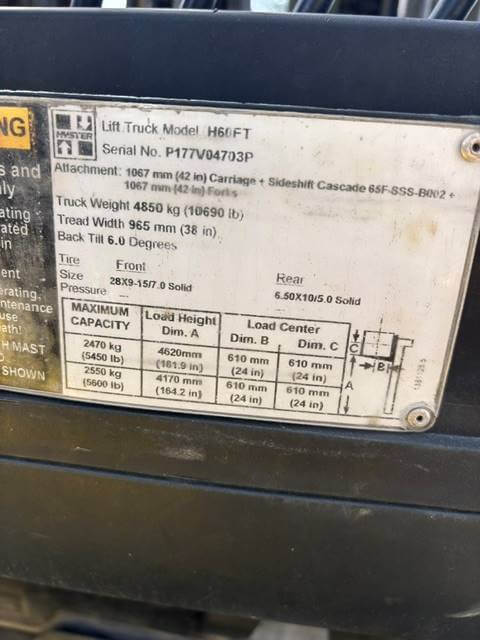 2016 Hyster H60FT - Pneumatic Propane Forklift - Image 5