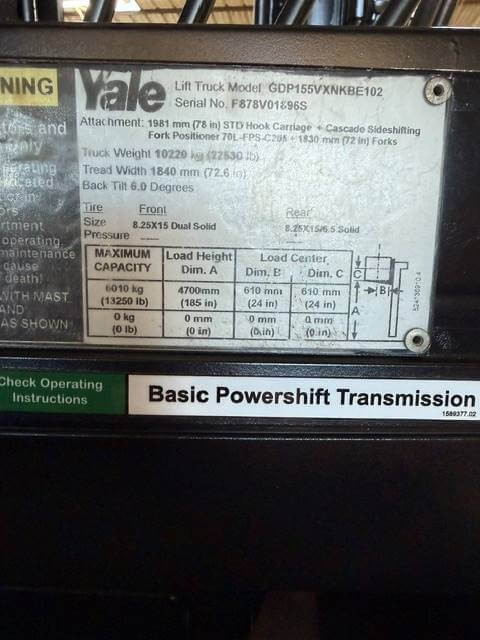 2019 Hyster H155FT - Pneumatic Diesel Forklift - Image 9