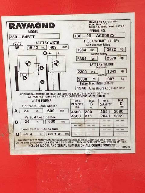 2020 Raymond 730R45TT - Narrow Aisle Reach Truck Forklift - Image 10