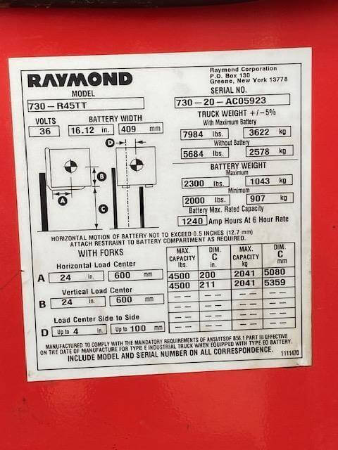 2020 Raymond 730R45TT - Narrow Aisle Reach Truck Forklift - Image 10